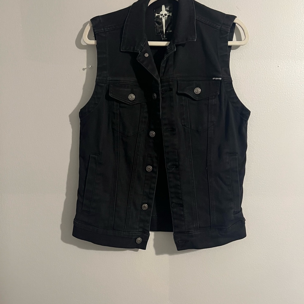 Lip Service Black Skull Patch Vest
